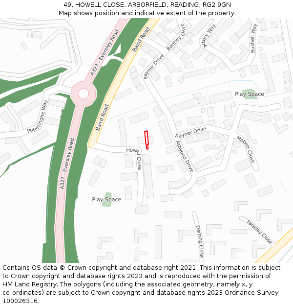 49, HOWELL CLOSE, ARBORFIELD, READING, RG2 9GN: Location map and indicative extent of plot