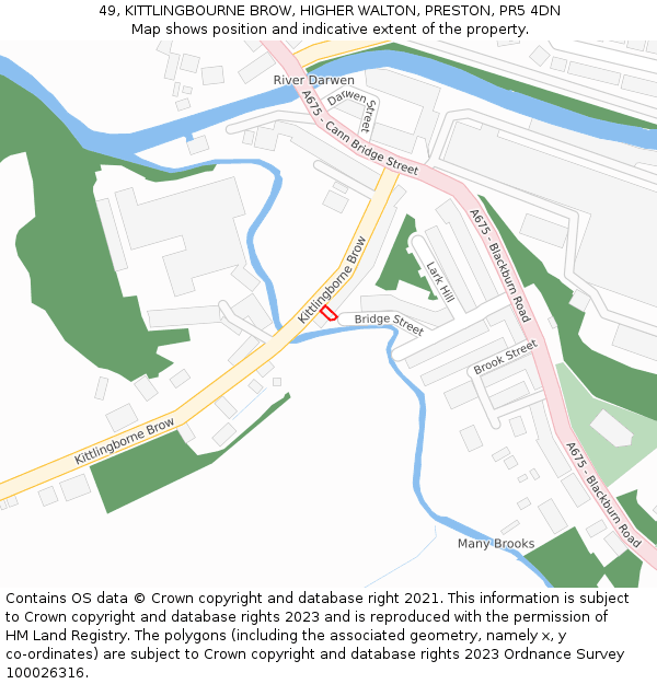 49, KITTLINGBOURNE BROW, HIGHER WALTON, PRESTON, PR5 4DN: Location map and indicative extent of plot