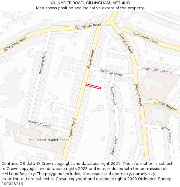 49, NAPIER ROAD, GILLINGHAM, ME7 4HD: Location map and indicative extent of plot