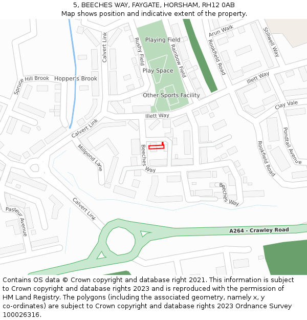 5, BEECHES WAY, FAYGATE, HORSHAM, RH12 0AB: Location map and indicative extent of plot