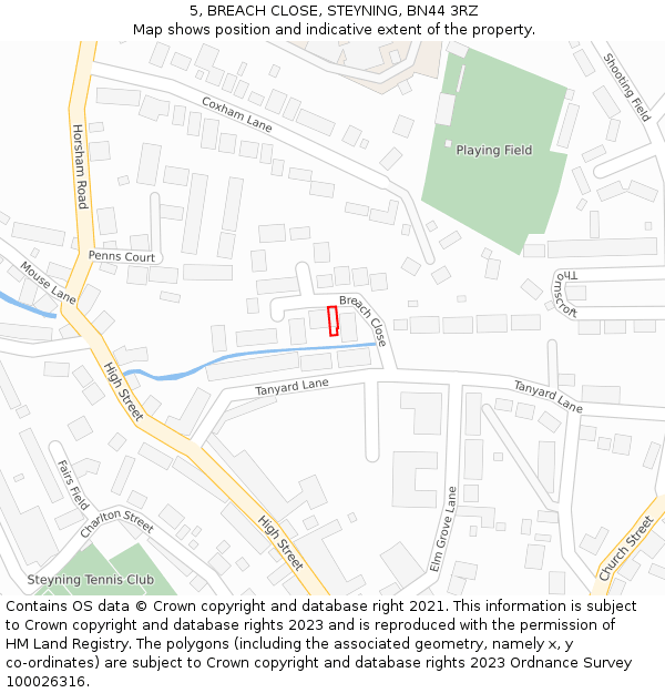 5, BREACH CLOSE, STEYNING, BN44 3RZ: Location map and indicative extent of plot