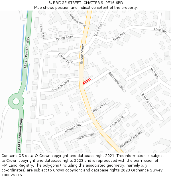 5, BRIDGE STREET, CHATTERIS, PE16 6RD: Location map and indicative extent of plot