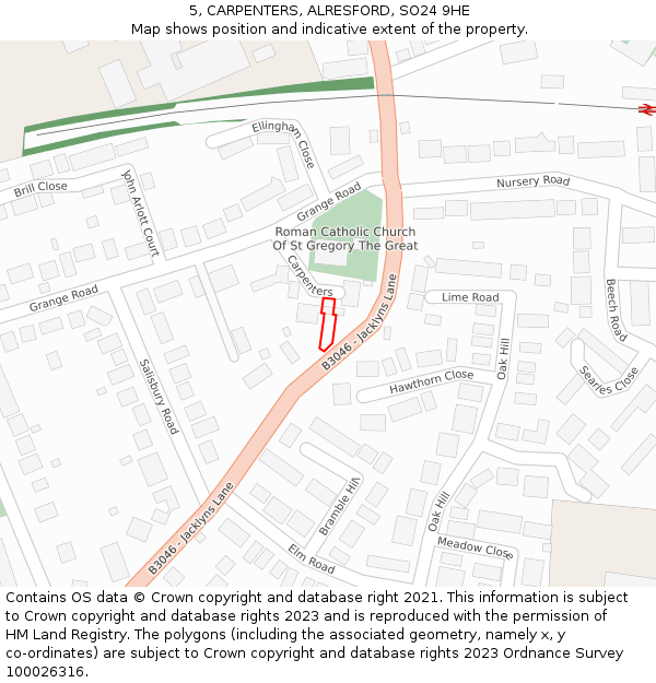 5, CARPENTERS, ALRESFORD, SO24 9HE: Location map and indicative extent of plot