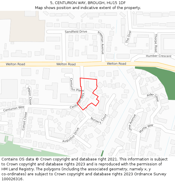 5, CENTURION WAY, BROUGH, HU15 1DF: Location map and indicative extent of plot