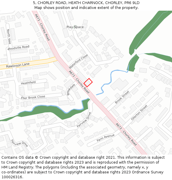 5, CHORLEY ROAD, HEATH CHARNOCK, CHORLEY, PR6 9LD: Location map and indicative extent of plot