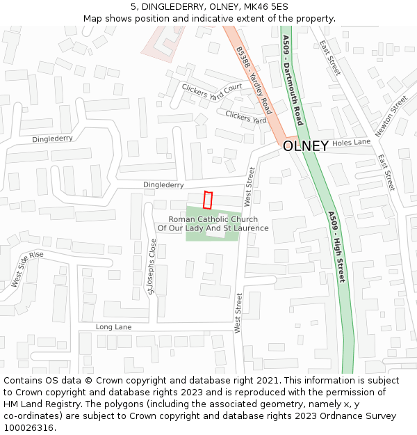 5, DINGLEDERRY, OLNEY, MK46 5ES: Location map and indicative extent of plot