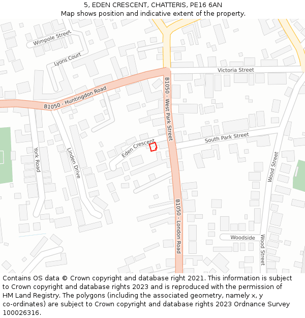 5, EDEN CRESCENT, CHATTERIS, PE16 6AN: Location map and indicative extent of plot
