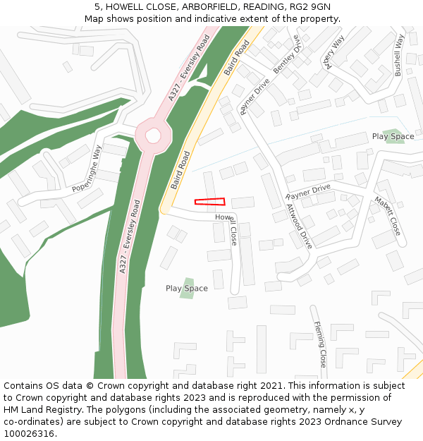5, HOWELL CLOSE, ARBORFIELD, READING, RG2 9GN: Location map and indicative extent of plot
