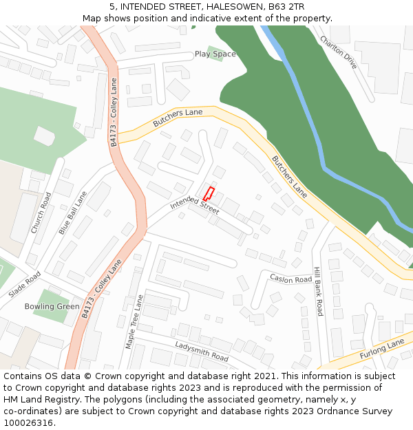 5, INTENDED STREET, HALESOWEN, B63 2TR: Location map and indicative extent of plot