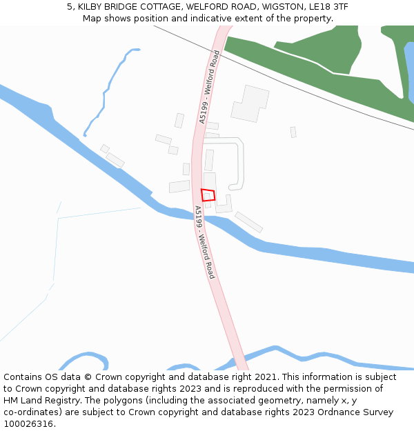 5, KILBY BRIDGE COTTAGE, WELFORD ROAD, WIGSTON, LE18 3TF: Location map and indicative extent of plot