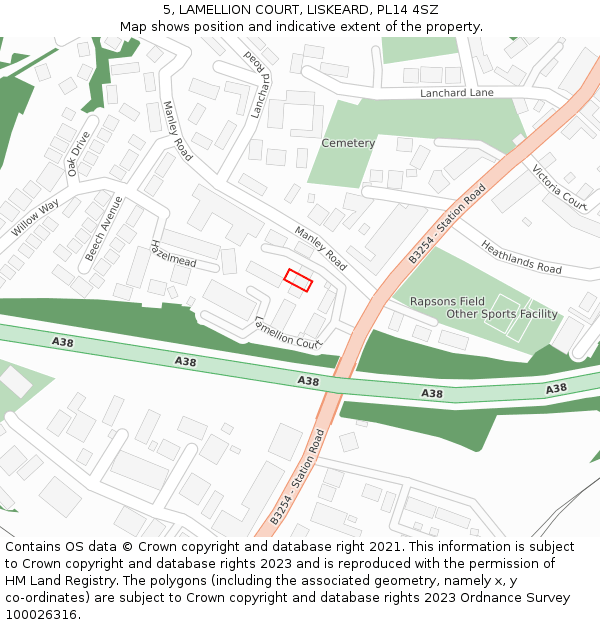 5, LAMELLION COURT, LISKEARD, PL14 4SZ: Location map and indicative extent of plot