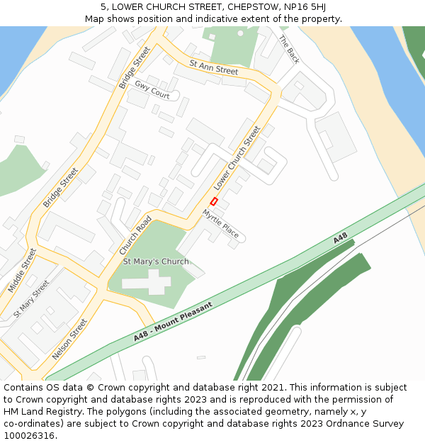 5, LOWER CHURCH STREET, CHEPSTOW, NP16 5HJ: Location map and indicative extent of plot