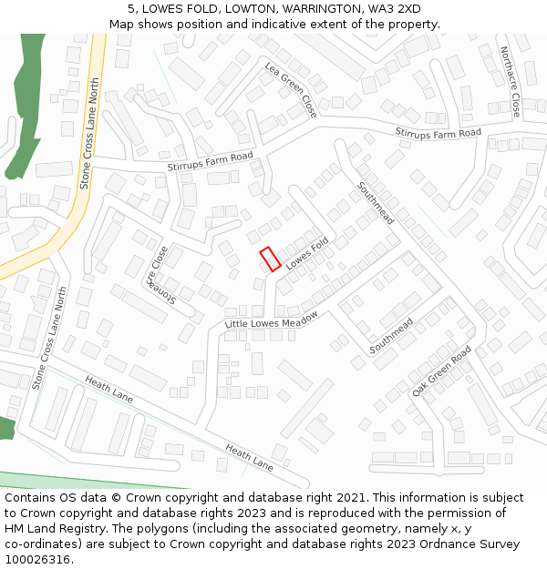 5, LOWES FOLD, LOWTON, WARRINGTON, WA3 2XD: Location map and indicative extent of plot