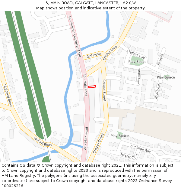 5, MAIN ROAD, GALGATE, LANCASTER, LA2 0JW: Location map and indicative extent of plot