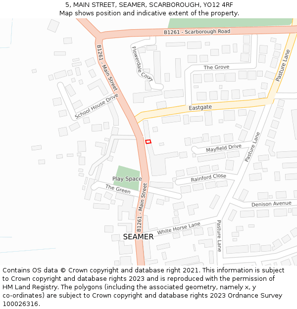 5, MAIN STREET, SEAMER, SCARBOROUGH, YO12 4RF: Location map and indicative extent of plot