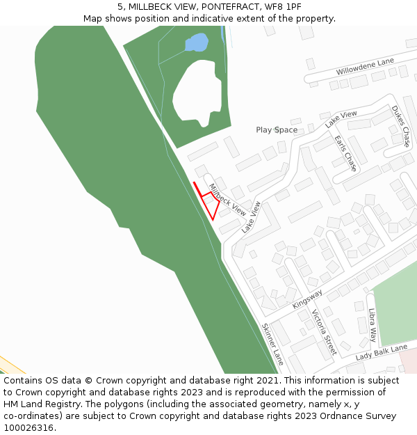 5, MILLBECK VIEW, PONTEFRACT, WF8 1PF: Location map and indicative extent of plot