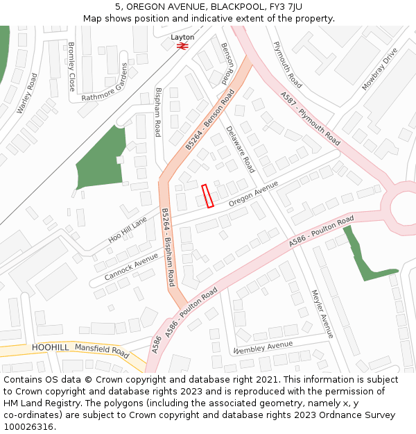 5, OREGON AVENUE, BLACKPOOL, FY3 7JU: Location map and indicative extent of plot