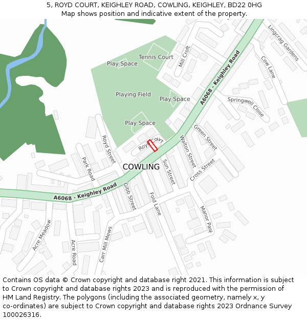 5, ROYD COURT, KEIGHLEY ROAD, COWLING, KEIGHLEY, BD22 0HG: Location map and indicative extent of plot