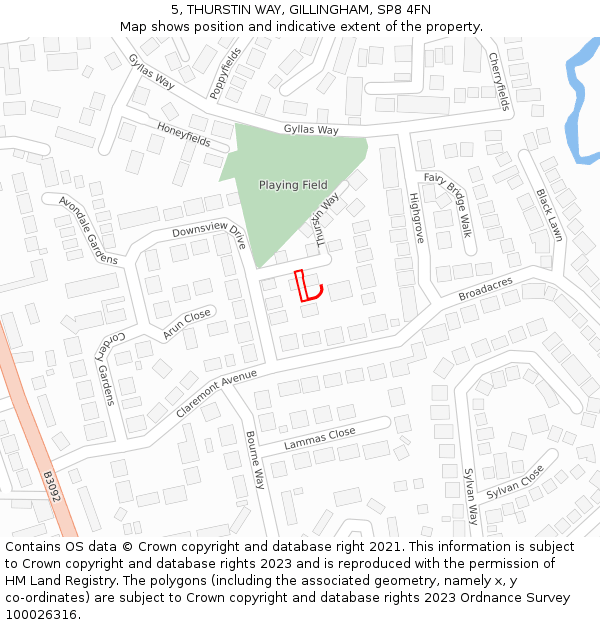 5, THURSTIN WAY, GILLINGHAM, SP8 4FN: Location map and indicative extent of plot