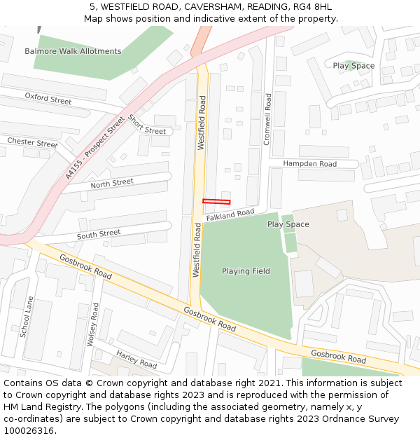 5, WESTFIELD ROAD, CAVERSHAM, READING, RG4 8HL: Location map and indicative extent of plot