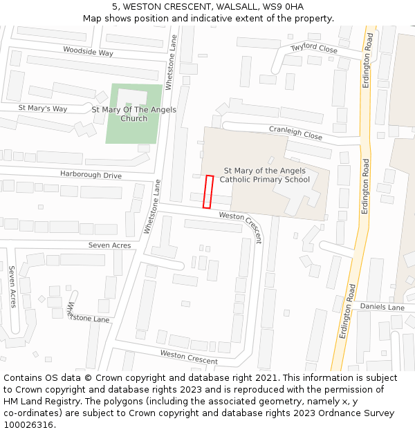 5, WESTON CRESCENT, WALSALL, WS9 0HA: Location map and indicative extent of plot