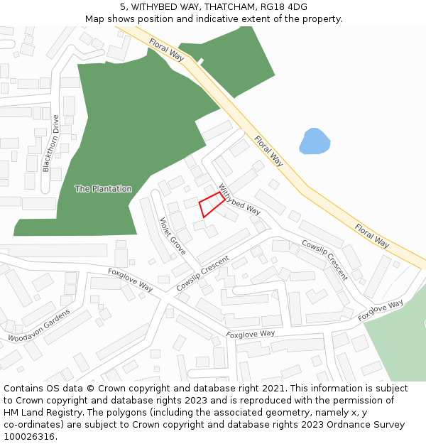 5, WITHYBED WAY, THATCHAM, RG18 4DG: Location map and indicative extent of plot
