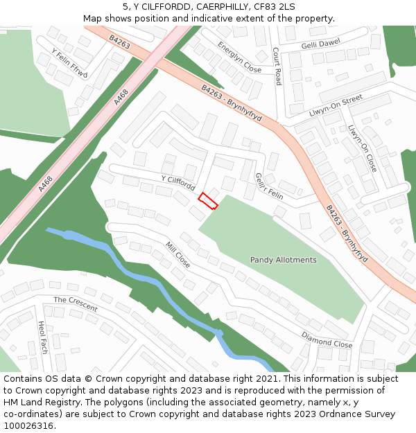5, Y CILFFORDD, CAERPHILLY, CF83 2LS: Location map and indicative extent of plot