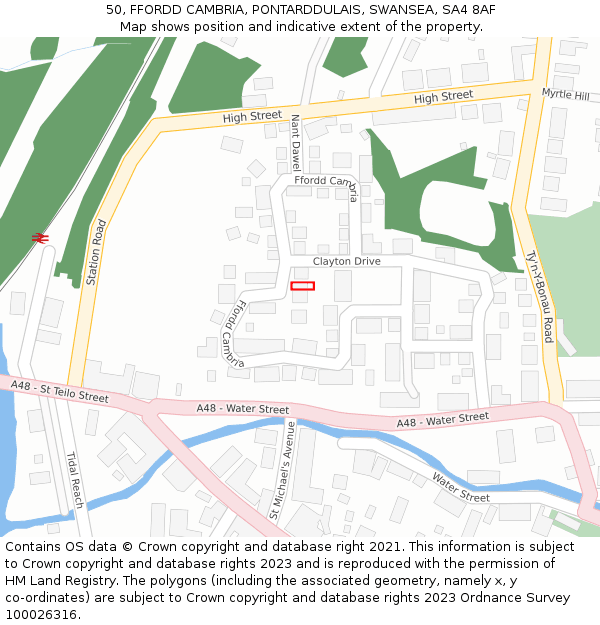 50, FFORDD CAMBRIA, PONTARDDULAIS, SWANSEA, SA4 8AF: Location map and indicative extent of plot