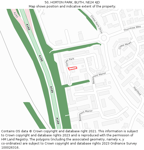 50, HORTON PARK, BLYTH, NE24 4JD: Location map and indicative extent of plot