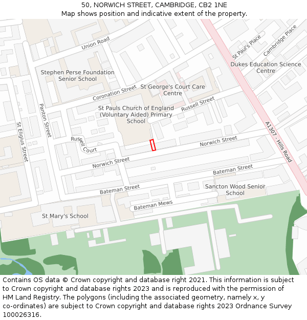 50, NORWICH STREET, CAMBRIDGE, CB2 1NE: Location map and indicative extent of plot