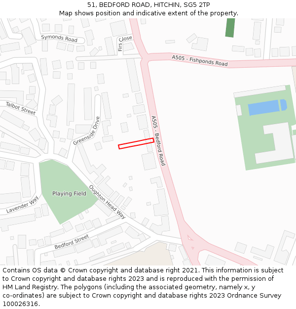 51, BEDFORD ROAD, HITCHIN, SG5 2TP: Location map and indicative extent of plot