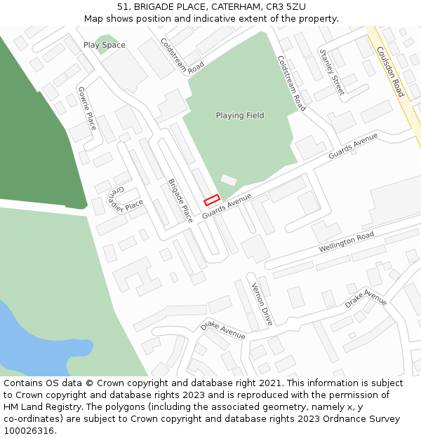 51, BRIGADE PLACE, CATERHAM, CR3 5ZU: Location map and indicative extent of plot