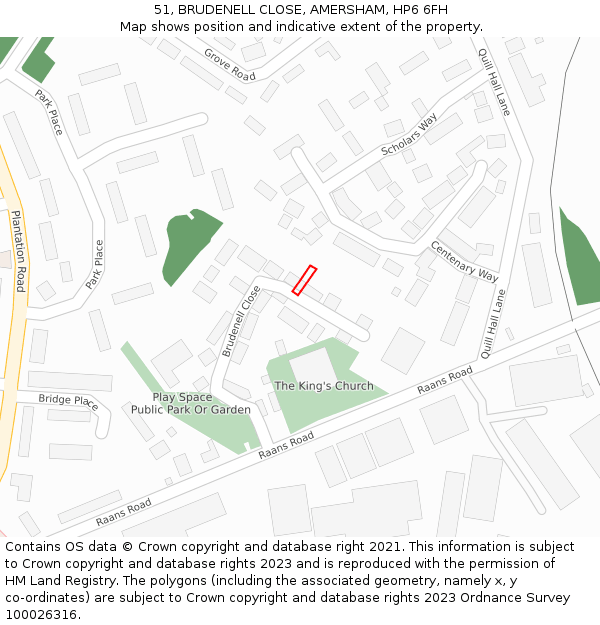 51, BRUDENELL CLOSE, AMERSHAM, HP6 6FH: Location map and indicative extent of plot