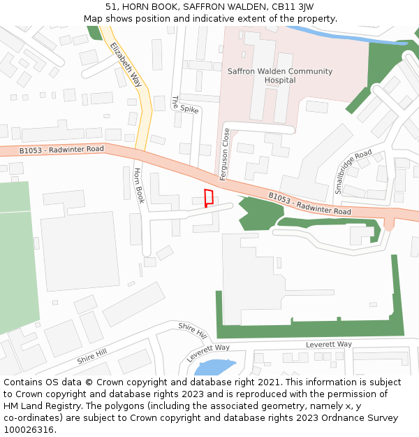 51, HORN BOOK, SAFFRON WALDEN, CB11 3JW: Location map and indicative extent of plot