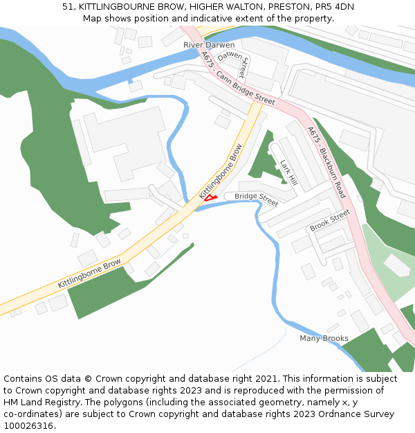 51, KITTLINGBOURNE BROW, HIGHER WALTON, PRESTON, PR5 4DN: Location map and indicative extent of plot