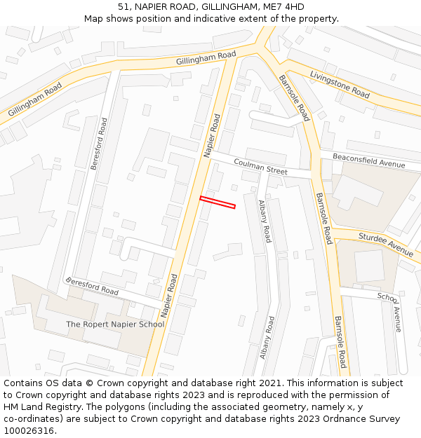 51, NAPIER ROAD, GILLINGHAM, ME7 4HD: Location map and indicative extent of plot