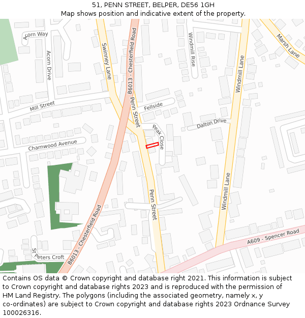 51, PENN STREET, BELPER, DE56 1GH: Location map and indicative extent of plot