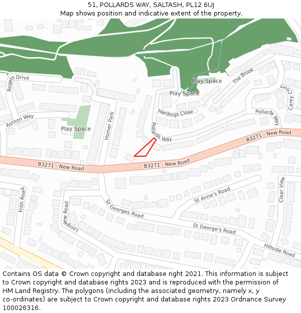 51, POLLARDS WAY, SALTASH, PL12 6UJ: Location map and indicative extent of plot