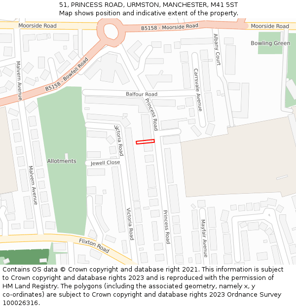 51, PRINCESS ROAD, URMSTON, MANCHESTER, M41 5ST: Location map and indicative extent of plot