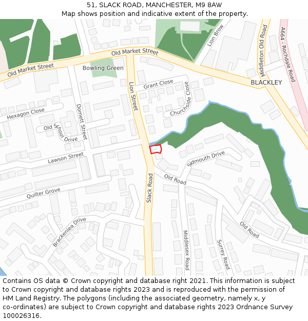 51, SLACK ROAD, MANCHESTER, M9 8AW: Location map and indicative extent of plot