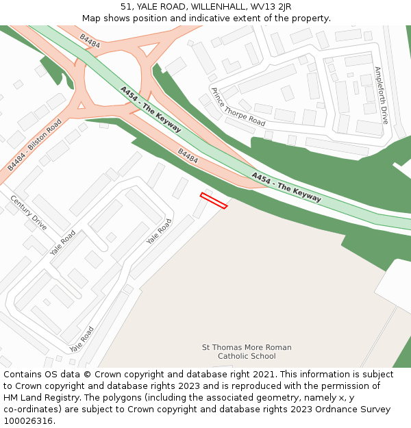 51, YALE ROAD, WILLENHALL, WV13 2JR: Location map and indicative extent of plot