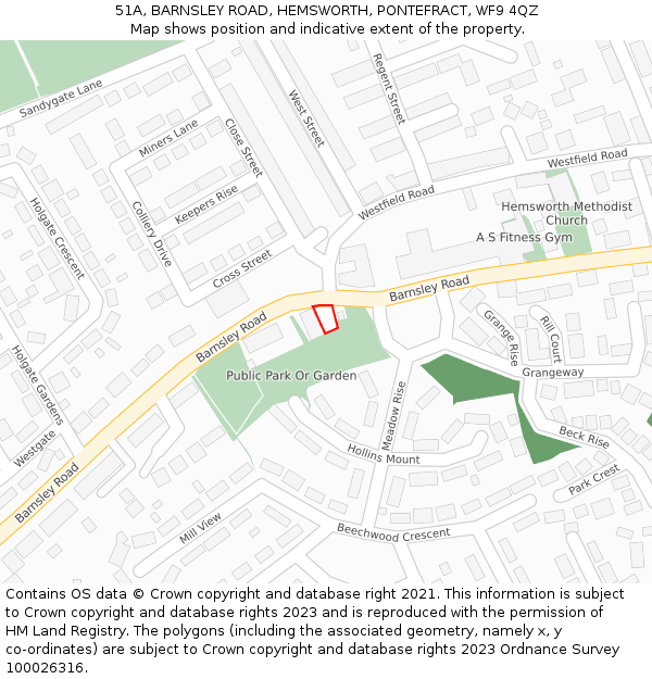 51A, BARNSLEY ROAD, HEMSWORTH, PONTEFRACT, WF9 4QZ: Location map and indicative extent of plot