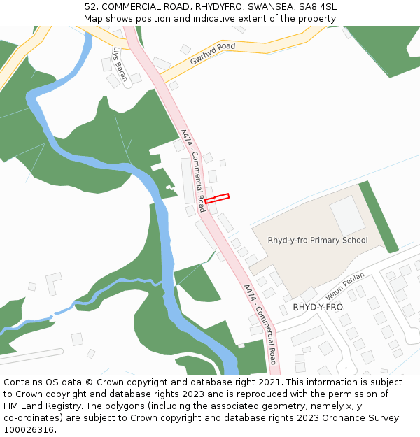 52, COMMERCIAL ROAD, RHYDYFRO, SWANSEA, SA8 4SL: Location map and indicative extent of plot