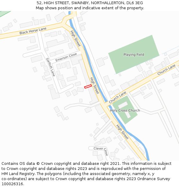 52, HIGH STREET, SWAINBY, NORTHALLERTON, DL6 3EG: Location map and indicative extent of plot