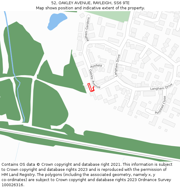 52, OAKLEY AVENUE, RAYLEIGH, SS6 9TE: Location map and indicative extent of plot