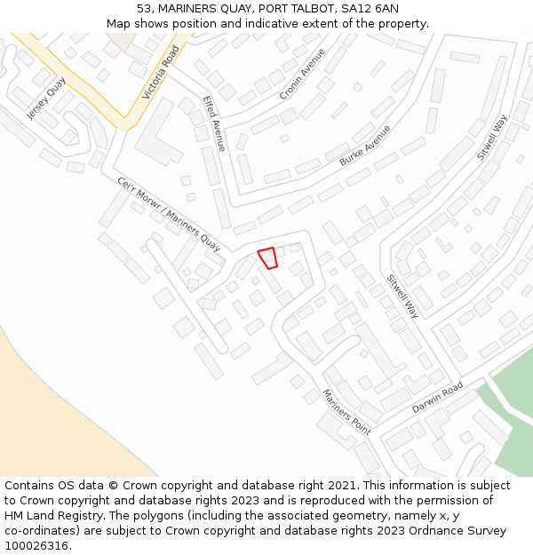 53, MARINERS QUAY, PORT TALBOT, SA12 6AN: Location map and indicative extent of plot