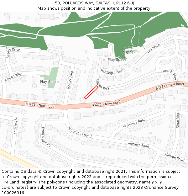 53, POLLARDS WAY, SALTASH, PL12 6UJ: Location map and indicative extent of plot