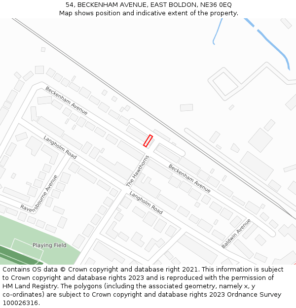 54, BECKENHAM AVENUE, EAST BOLDON, NE36 0EQ: Location map and indicative extent of plot