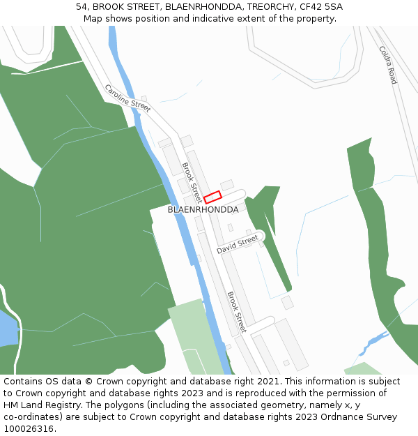 54, BROOK STREET, BLAENRHONDDA, TREORCHY, CF42 5SA: Location map and indicative extent of plot