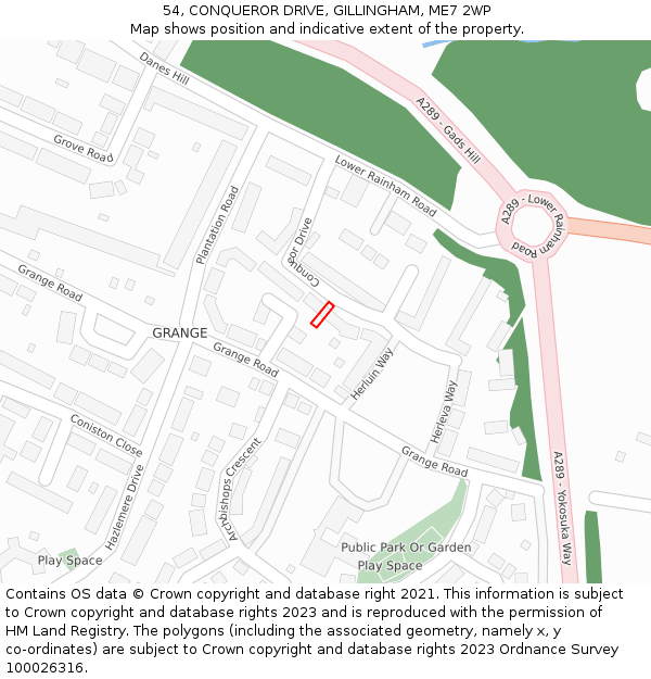54, CONQUEROR DRIVE, GILLINGHAM, ME7 2WP: Location map and indicative extent of plot